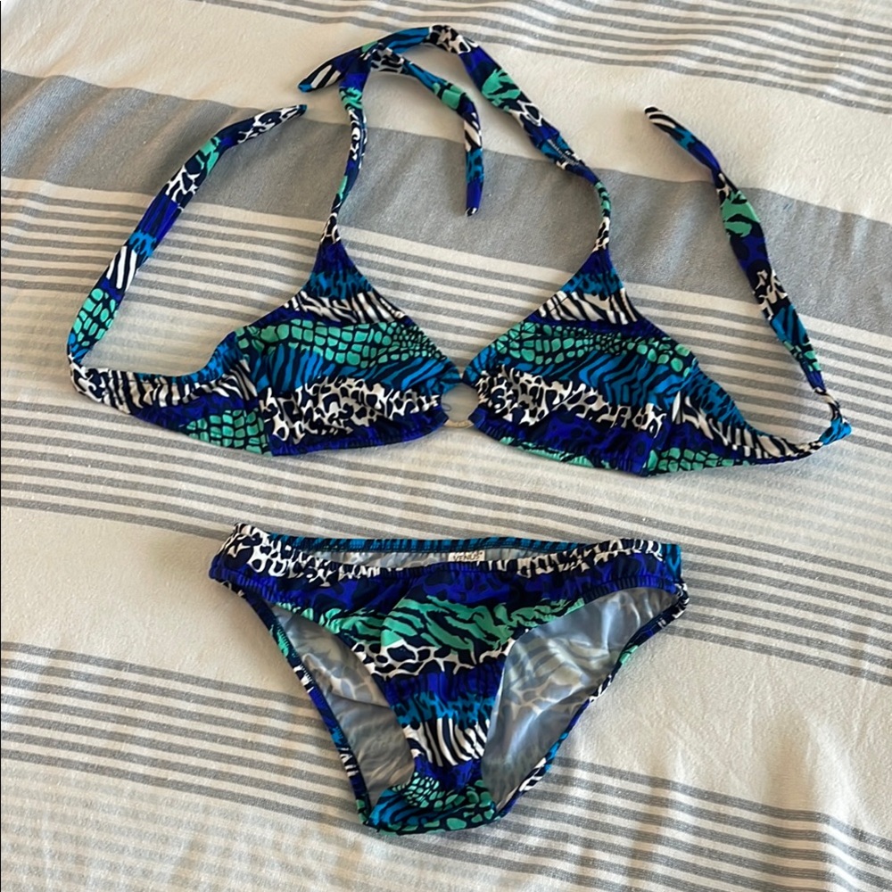 VENUS Blue and Green Patterned Bikini